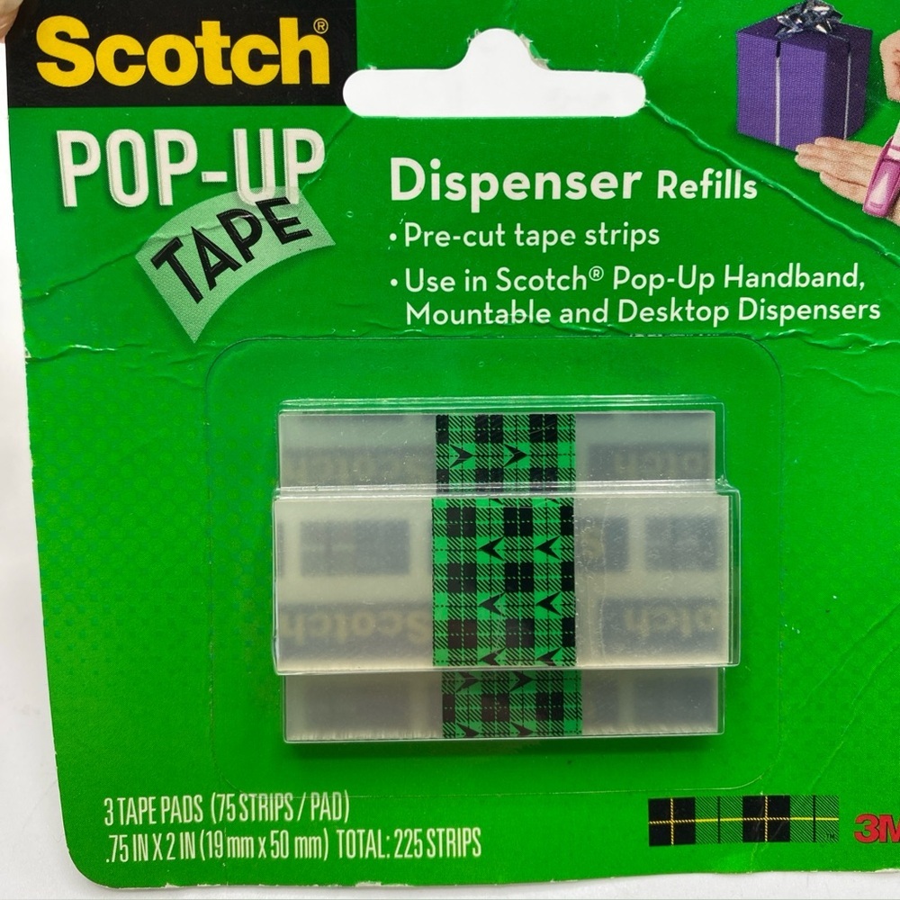 Pack of 3 Scotch Pop Up Tape Hand Dispenser Refill Pads. Genuine New Packet.